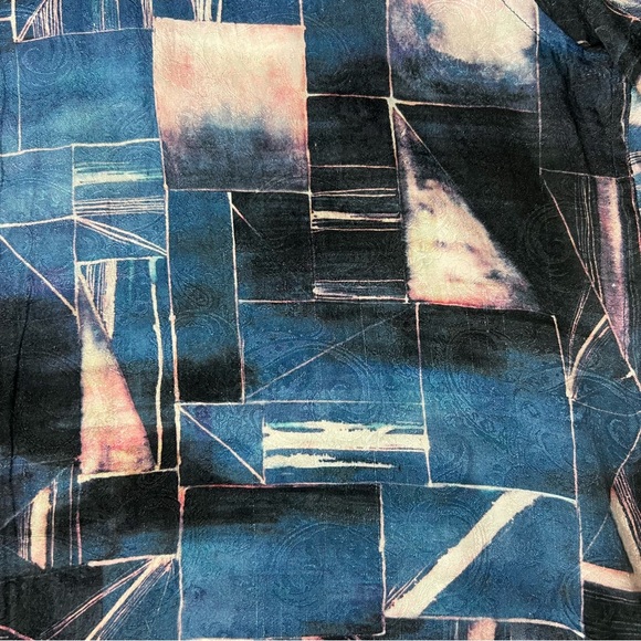 Robert Graham oceanic Abstract Short Sleeve Button Up Silk Shirt XL - Picture 3 of 10